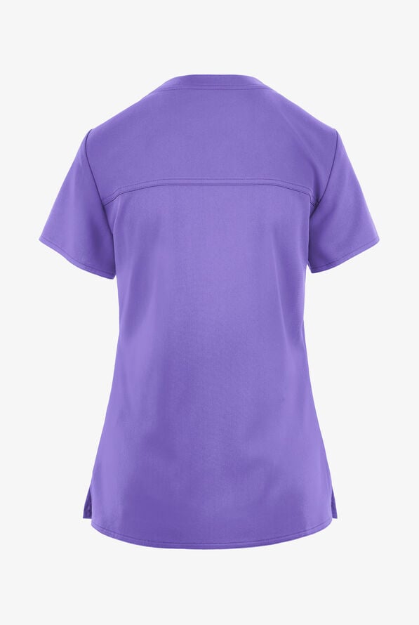 Med Couture Touch Women's 1-Pocket STRETCH Tuck In V-Neck Scrub Top - Electric Lavender - 2