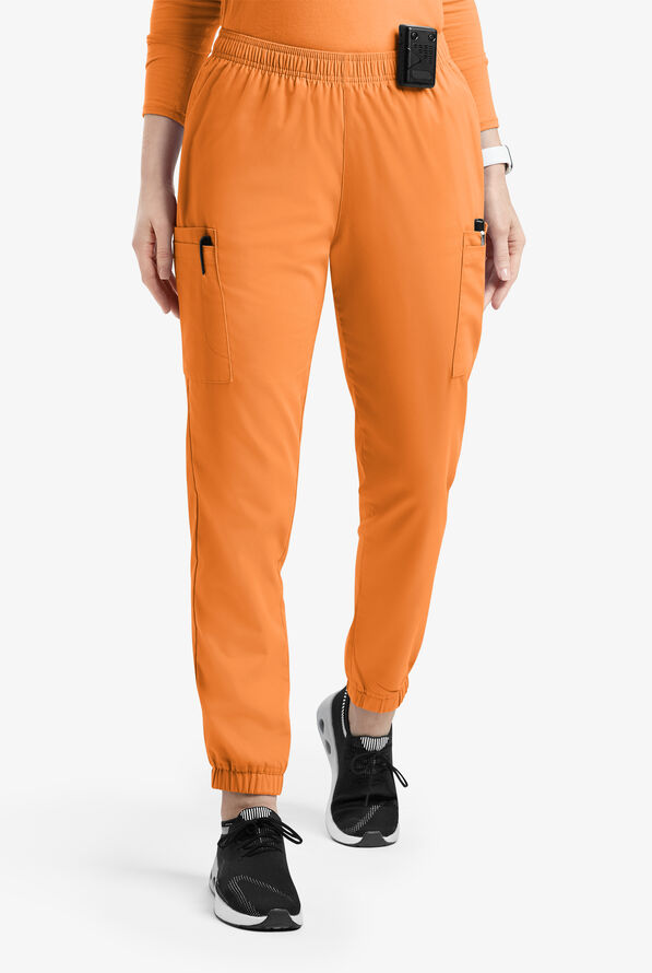 Butter-Soft Originals Women's 7-Pocket Tapered Jogger Cargo Scrub Pants - Apricot Crush - 1
