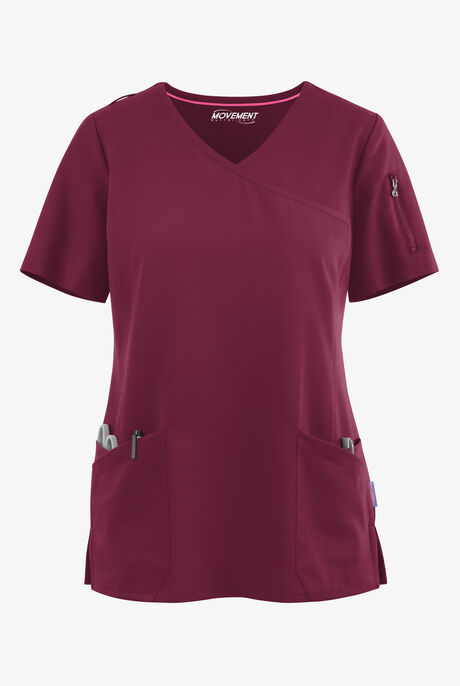 MOVEMENT by Butter-Soft Capella Women's 5-Pocket Faux Wrap STRETCH Scrub Top