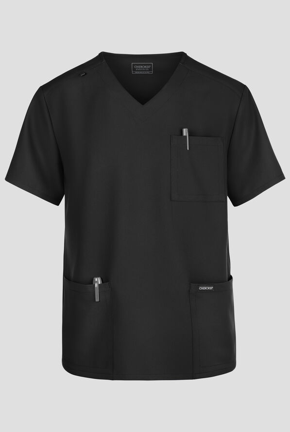 Cherokee Workwear Originals Ultra Men's 3-Pocket V-Neck Scrub Top - Black - 1