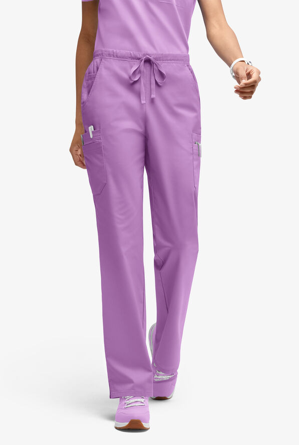 Butter-Soft STRETCH Women’s 10-Pocket Mid Rise Straight Leg Scrub Pant - Petite - Orchid - 1