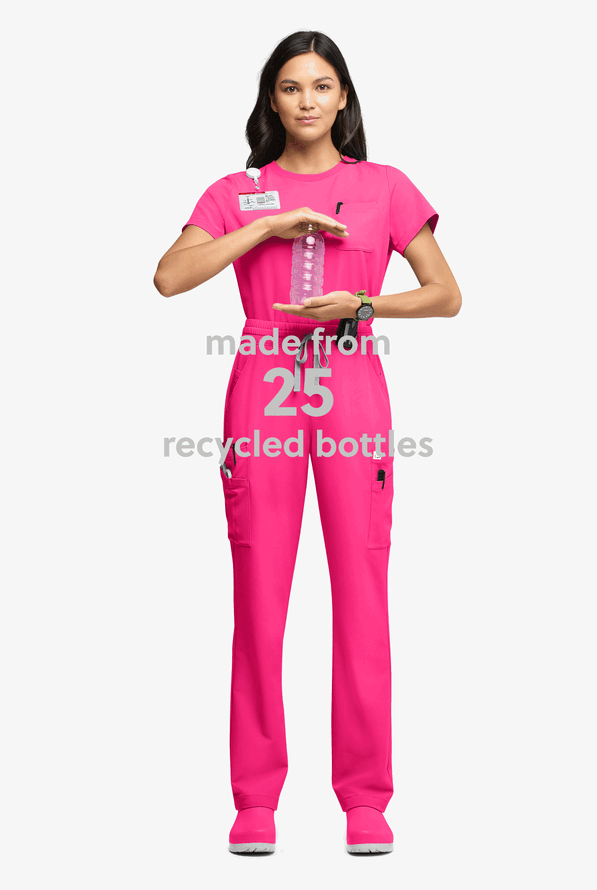 ReSurge Topaz Women's 11-Pocket Drawstring Scrub Pants - Reactive Pink - 6