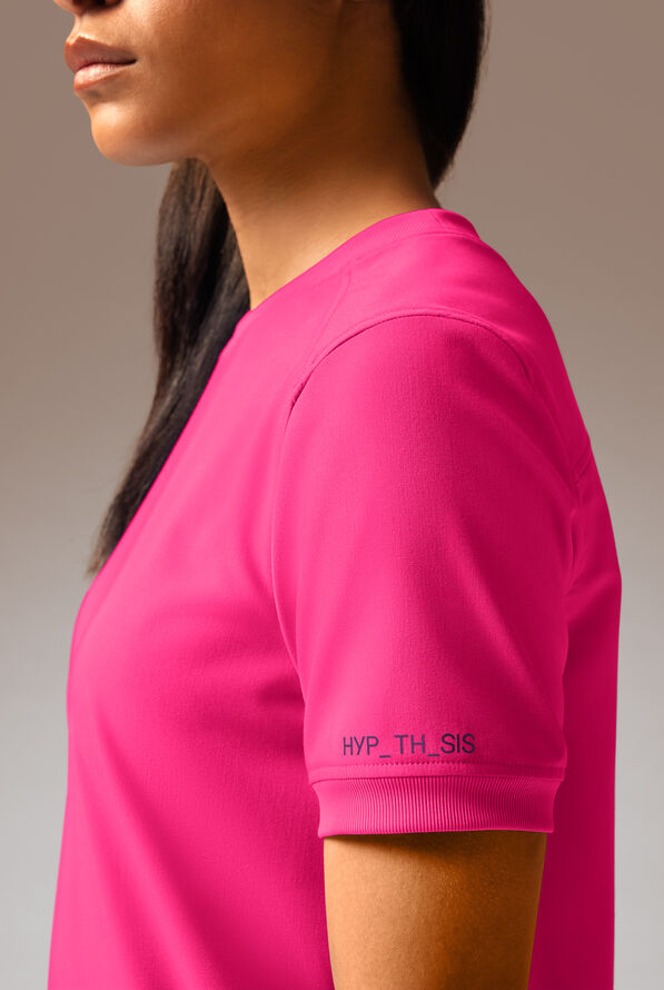 Blusa médica Hypothesis Kentica con cuello redondo y 4 bolsillos para mujer - Reactive Pink - 5