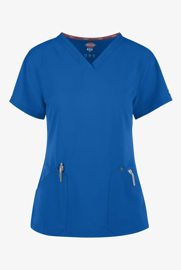 Dickies EDS NXT Women's 4-pocket V-Neck Scrub Top - Royal - 1