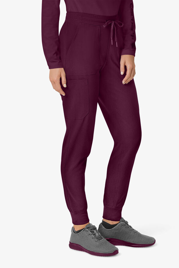 Carhartt Cross-Flex Force Women's 8-Pocket STRETCH Knit Cuff Cargo Jogger Scrub Pants - Wine - 1