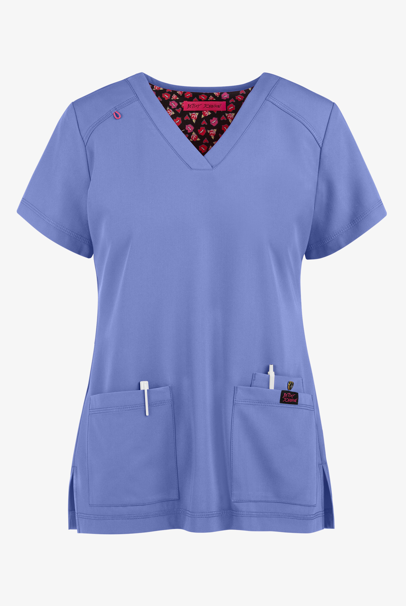 Betsey Johnson Freesia V Neck Scrub Top 