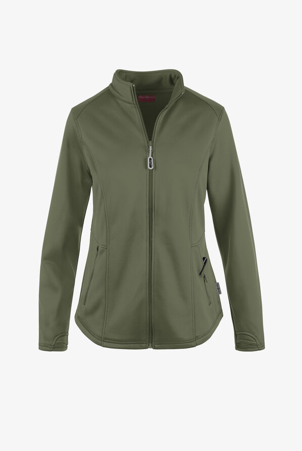 Zavate Ava Therese Megan Women's 2-Pocket Fleece Scrub Jacket - Olive - 1