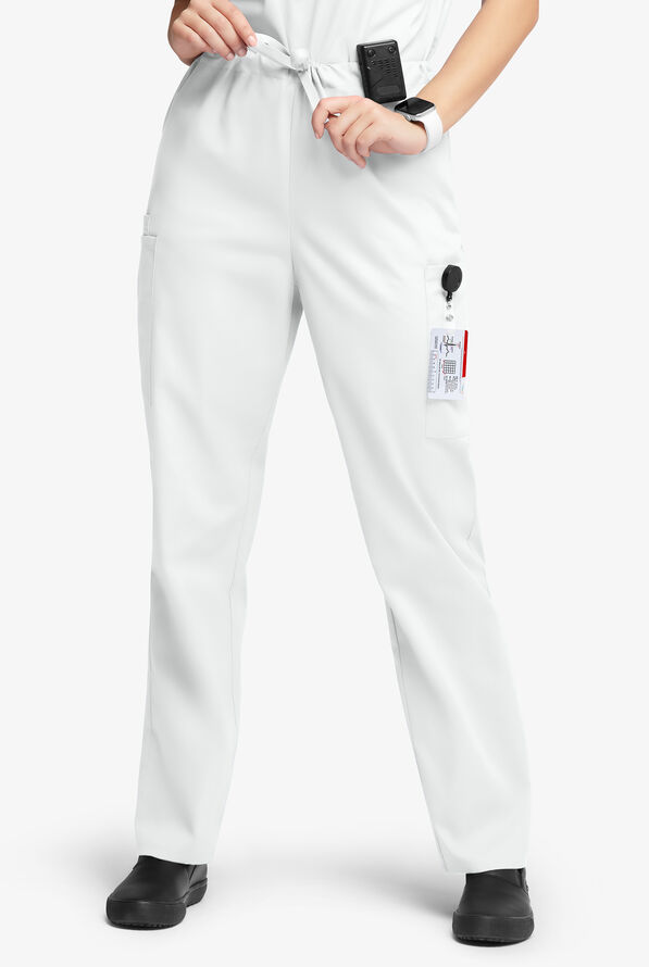 Butter-Soft Originals Unisex 4-Pocket Drawstring Relaxed Straight Leg Scrub Pants - White - 1