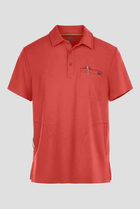 Healing Hands Quest Aidan Men's 3-Pocket STRETCH Shirt Collar Scrub Top - Warm Sunrise - 1