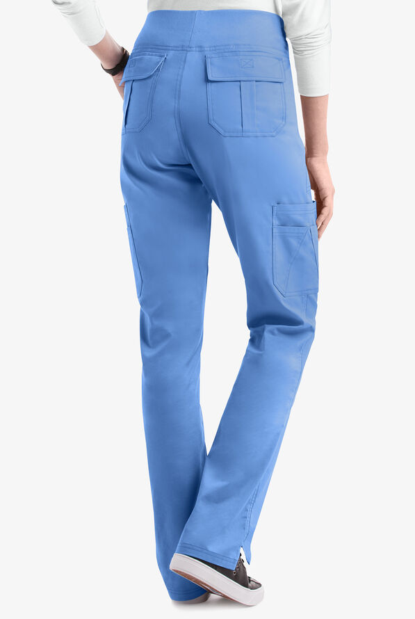 Butter-Soft STRETCH Women's 10-Pocket Active Yoga Scrub Pants - Tall - Ceil Blue - 4