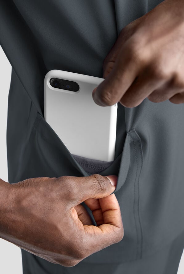 Easy STRETCH Men's 6-Pocket V-Neck Scrub Top - Pewter - 6