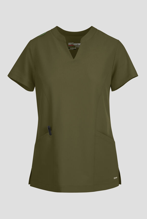 Blusa m&eacute;dica Grey's Anatomy by Barco Evolve STRETCH Sky con cuello con muesca y 2 bolsillos para mujer - Fern - 1