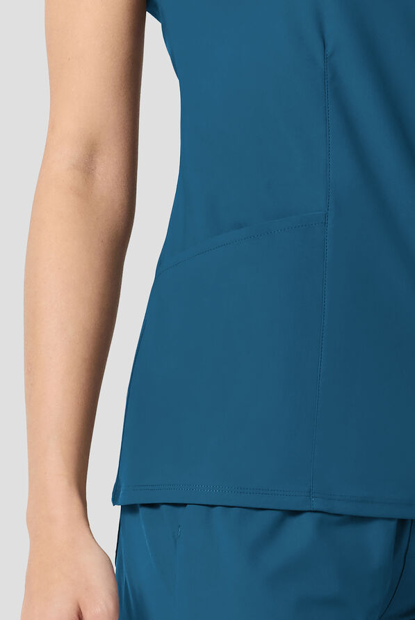 Infinity Pursuit Women's 3-Pocket STRETCH V-Neck Scrub Top - Caribbean Blue - 5