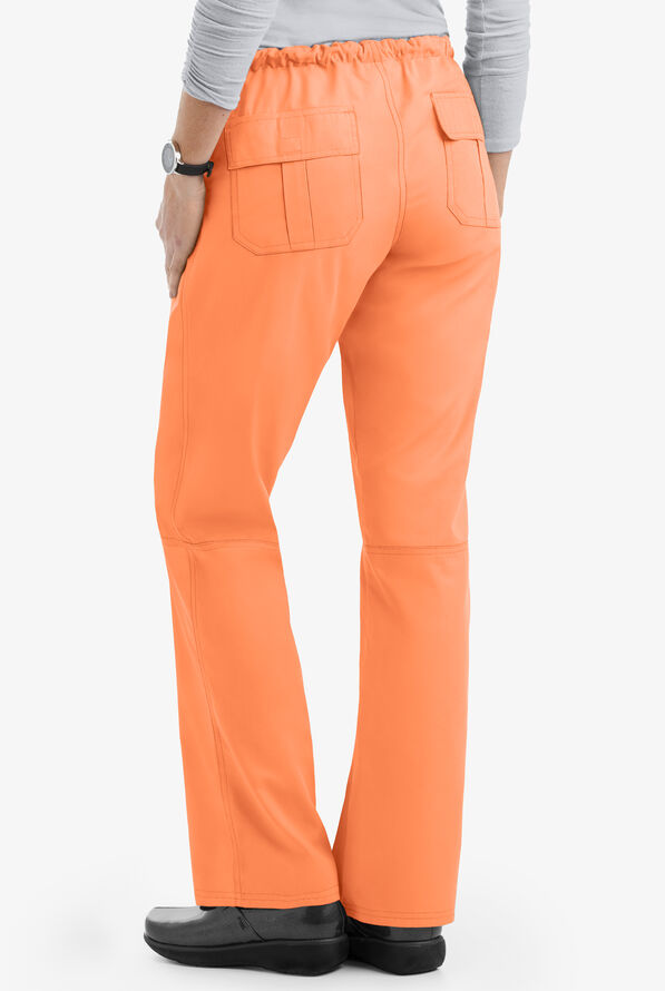 Butter-Soft Core Women's 6-Pocket Cargo Drawstring Scrub Pants - Apricot Cream - 2