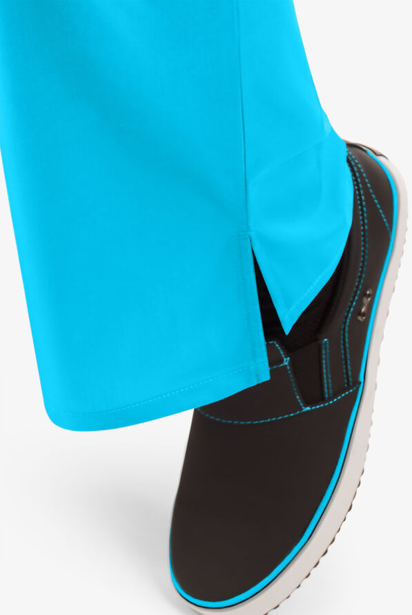 Cherokee Workwear Women's 3-Pocket Flare Leg Drawstring Scrub Pants - Tall - Turquoise - 5