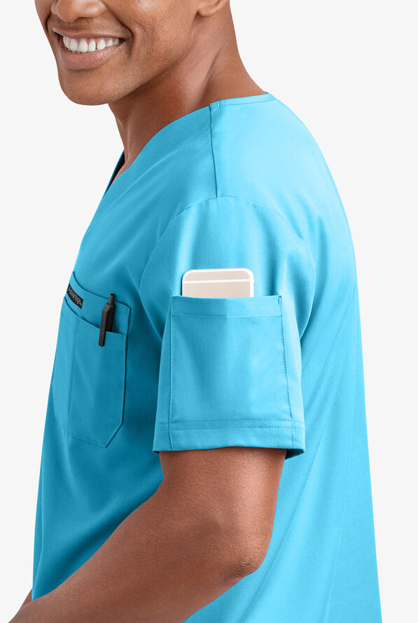 Advantage STRETCH Men's 4-Pocket V-Neck Scrub Top - Turquoise - 3