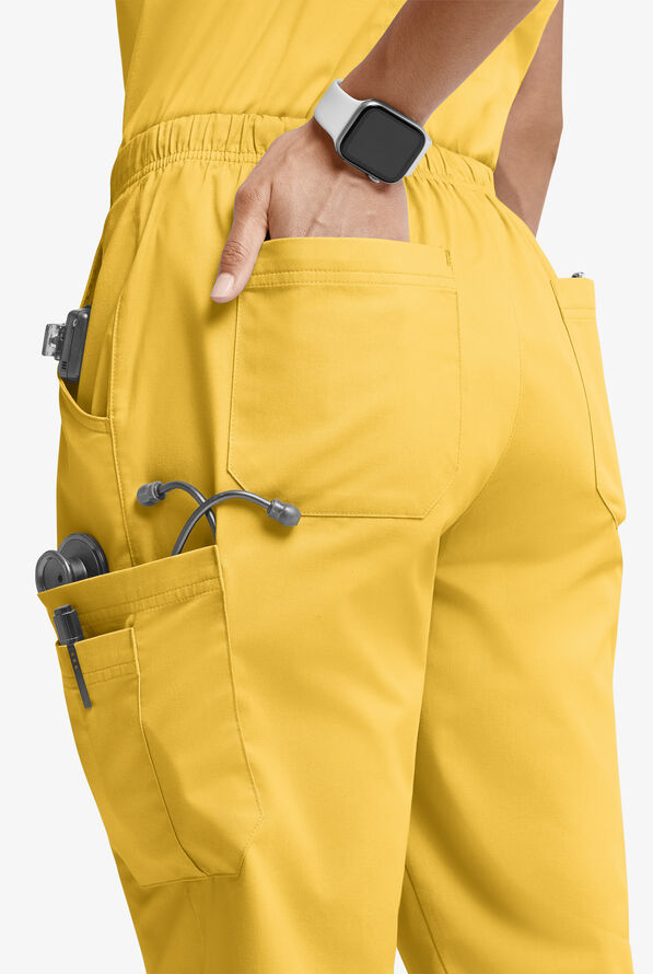 Butter-Soft STRETCH Women’s 10-Pocket Mid Rise Straight Leg Scrub Pant - Tall - Warm Sun - 2