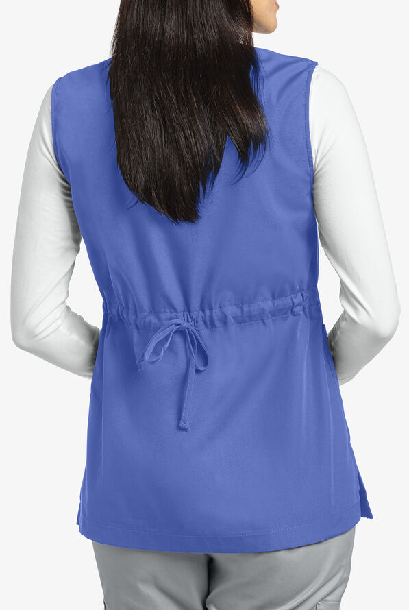 White Cross Women's 3-Pocket Button Front Scrub Vest - Ceil Blue - 2
