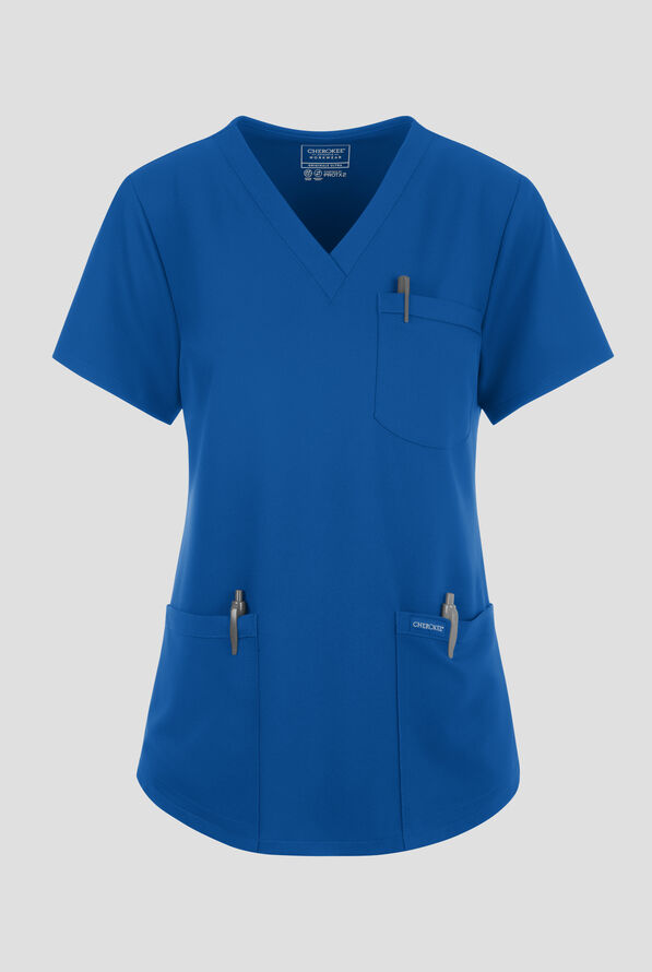 Cherokee Workwear Originals Ultra Women's 3-Pocket V-Neck Scrub Top - Royal - 1