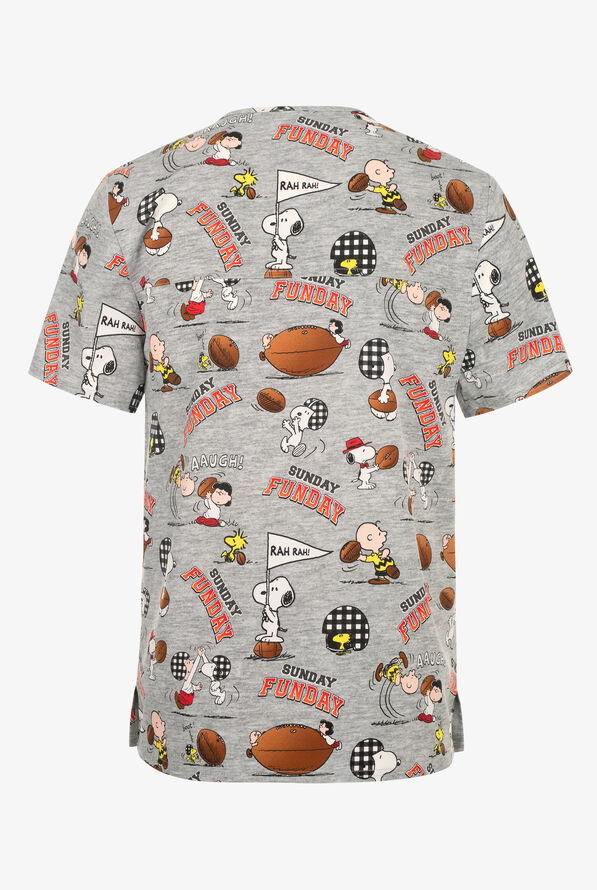 Tooniforms Peanuts Snoopy Funday Men's 3-Pocket STRETCH V-Neck Print Scrub Top - null - 2