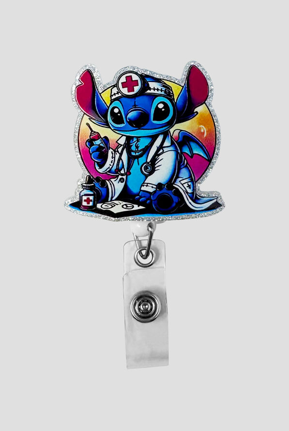 Porta credenciales retráctil Cutieful Lilo & Stitch Phleb Stitch de acrílico - null - 1