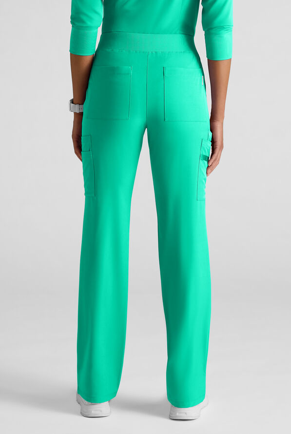 WhisperLite YARA Women's 10-Pocket STRETCH Cargo Straight Leg Scrub Pants - Dynasty Green - 2