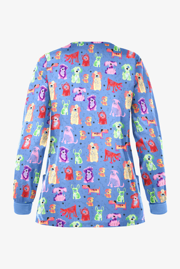 UA Playful Doggies Ceil Women's 3-Pocket Snap Front Closure Print Scrub Jacket - null - 2