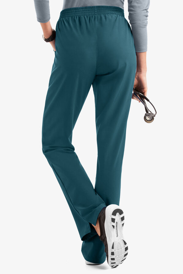 Easy STRETCH Alana Women's 2-Pocket Pull On Scrub Pants - Petite - Caribbean Blue - 2