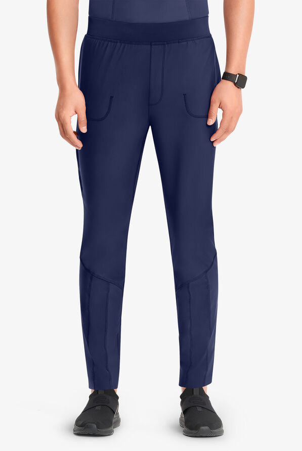 Infinity GNR8 Kinetic Knit Men's 4-Pocket STRETCH Zipper Cargo Hybrid Jogger Scrub Pants - Navy - 1