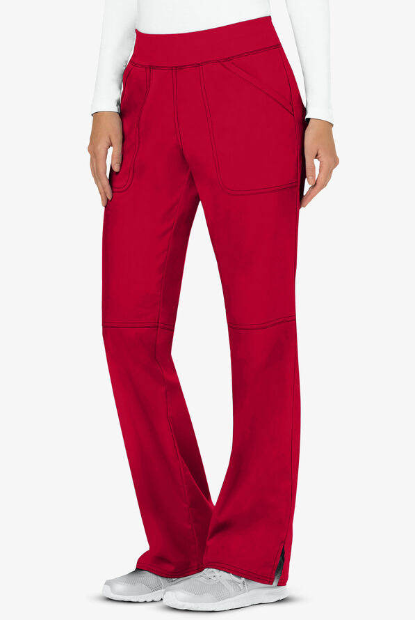Cherokee Workwear Revolution Women's 4-Pocket STRETCH Pull-On Cargo Scrub Pants - Petite - Red - 1