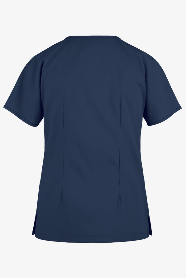 Butter-Soft Core Raglan Women's 2-Pocket Mock Wrap Scrub Top - Navy - 2