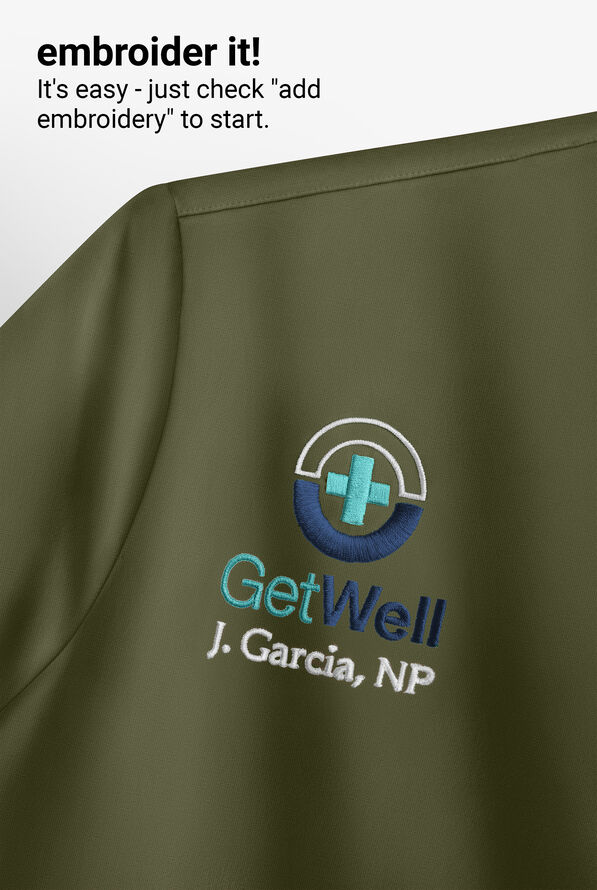 Grey's Anatomy by Barco Spandex STRETCH Avery Women's 2-Pocket Notch Sleeve V-Neck Scrub Top - Olive - 5