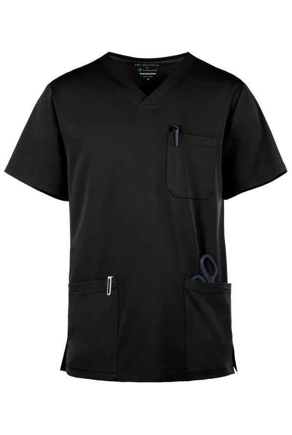 HH Works by Healing Hands Men's Matthew Scrub Top, Stretch Scrubs