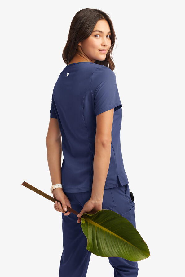 Butter-Soft Women's 3-Pocket V-Neck Tuck-In Scrub Top **Slightly IRREGULAR** - Navy - 3