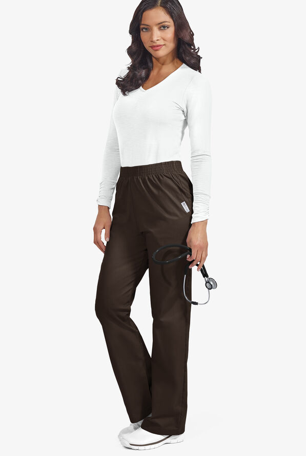 UA Best Buy Scrubs Women's 2-Pocket Elastic Waist Pants - Tall - Espresso - 2