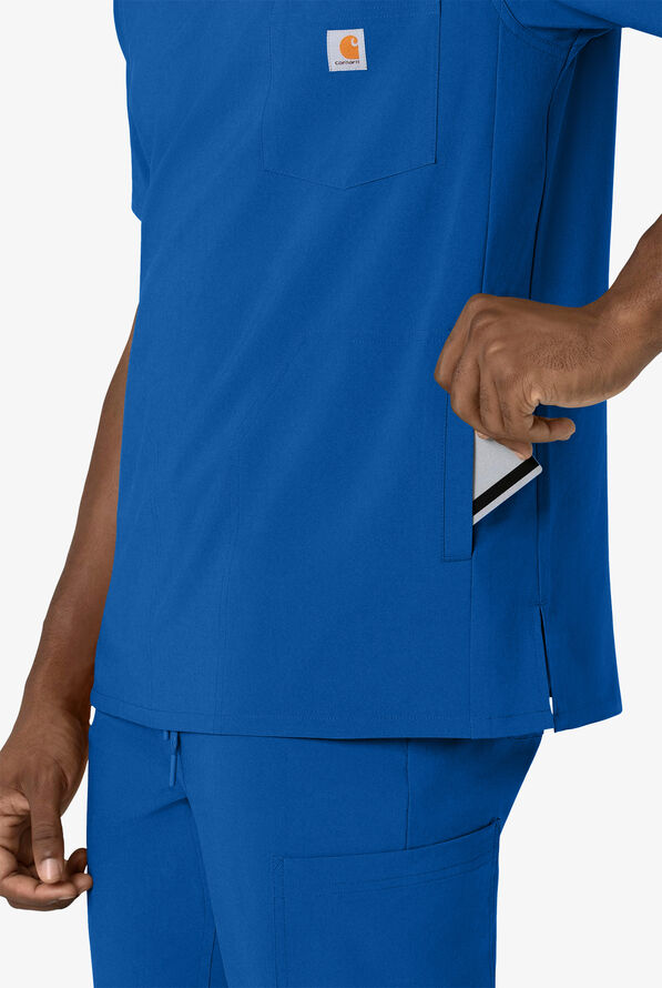 Camisa m&eacute;dica Carhartt Cross-Flex STRETCH con cuello en V y 3 bolsillos para hombre - Royal - 3