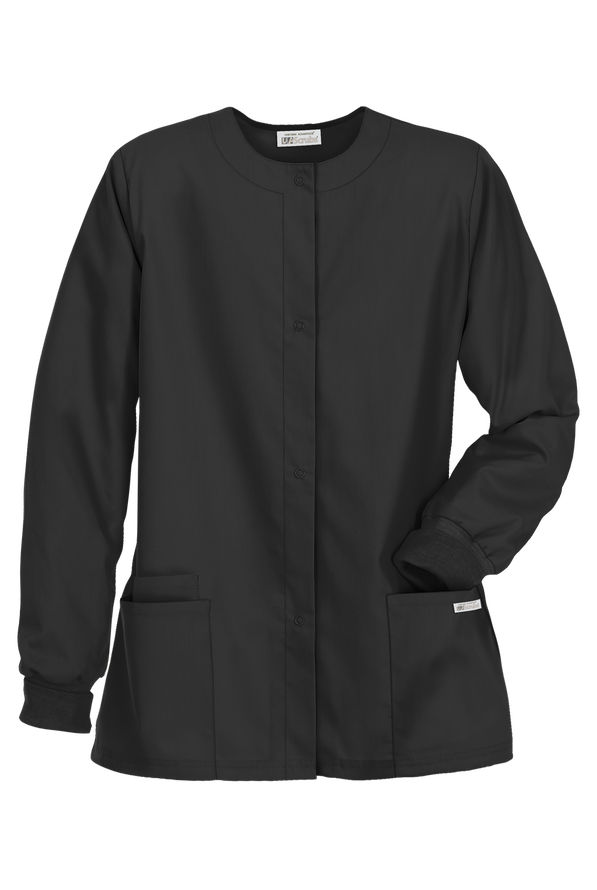 UA Best Buy Scrubs Women's 3-Pocket Snap Front Jacket - Black - 1