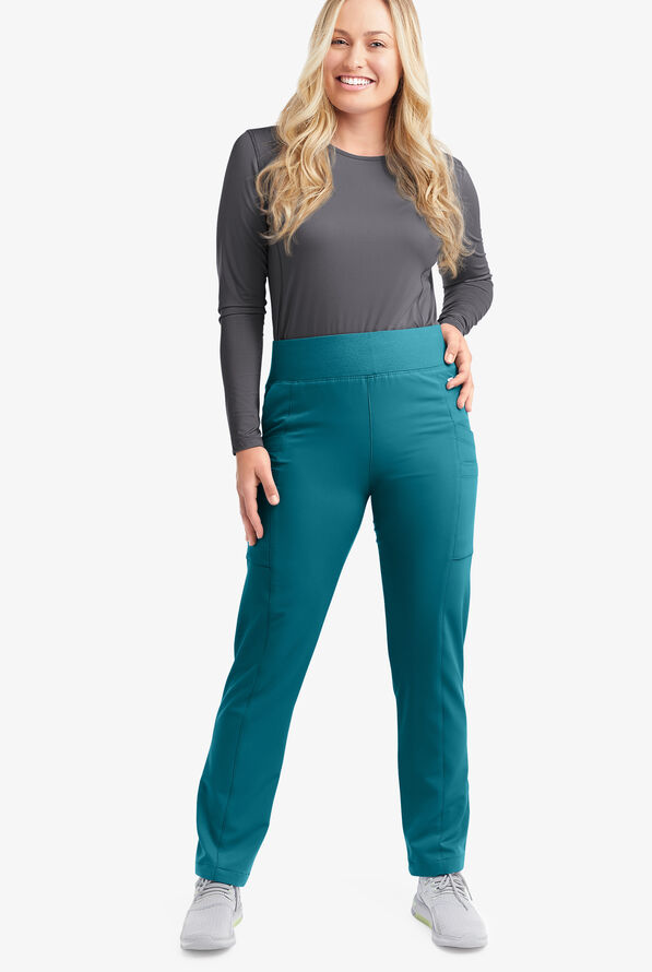 Pantal&oacute;n m&eacute;dico ReSurge by Butter-Soft Petite estilo yoga con 6 bolsillos para mujer **Ligeramente IRREGULAR** - Caribbean Blue - 3