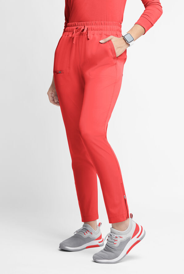 WhisperLite ISLA Women's 5-Pocket Tapered Scrub Pants - Radiant Red - 1