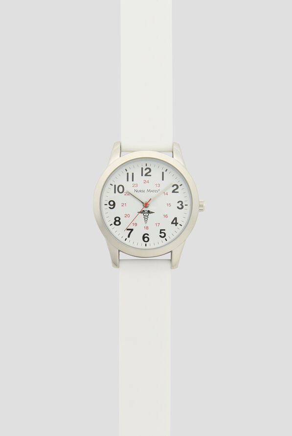 Nurse Mates White Sweep Silicone Strap Watch - White - 1
