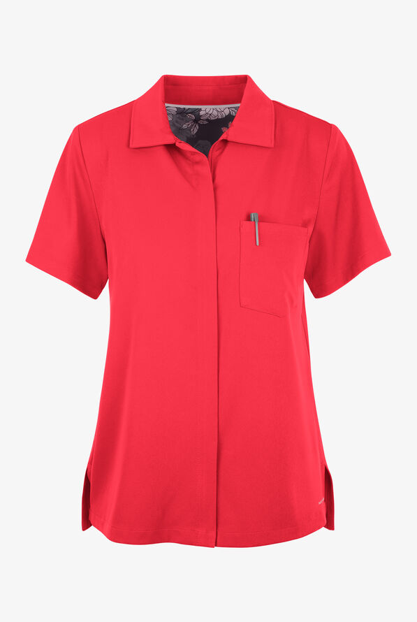 Blusa médica Healing Hands Limited Edition Kassie STRETCH con cuello y 1 bolsillo para mujer - Berry Crush - 1