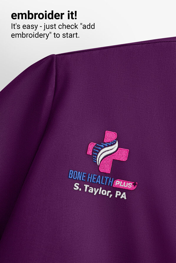 Blusa m&eacute;dica Easy STRETCH Amber con cuello con muesca y 4 bolsillos para mujer - Eggplant - 6