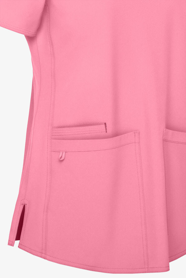 Med Couture Energy Serena Women's 3-Pocket STRETCH V-Neck Scrub Top - Taffy Pink - 4