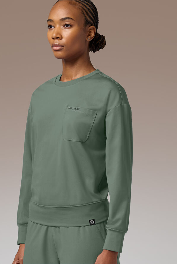 Hypothesis Omni Base Women's Knit Crew Neck Scrub Pullover - Mineral - 4