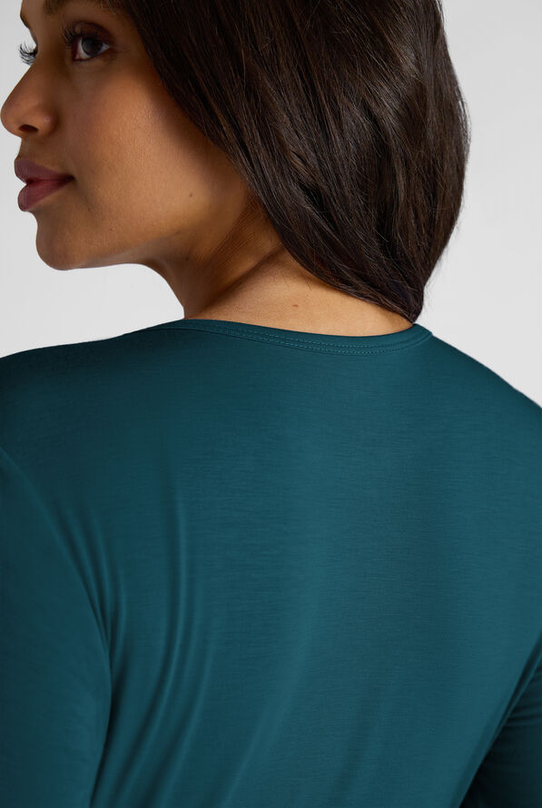 Easy STRETCH Cate Women's Long Sleeve Knit Underscrub - Caribbean Blue - 2