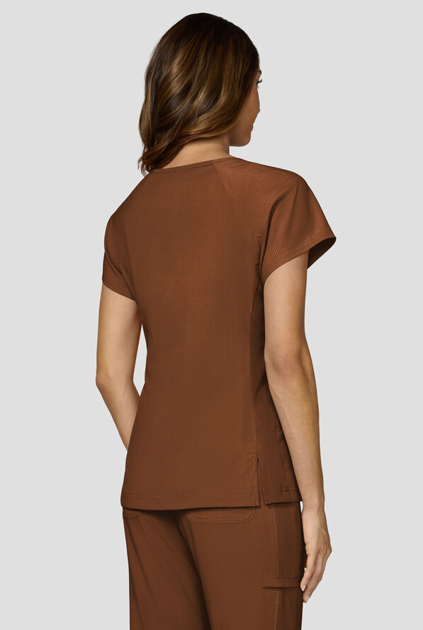 Blusa m&eacute;dica koi Lite&trade; Lilias con cuello coraz&oacute;n con muesca y 2 bolsillos para mujer - Walnut - 4