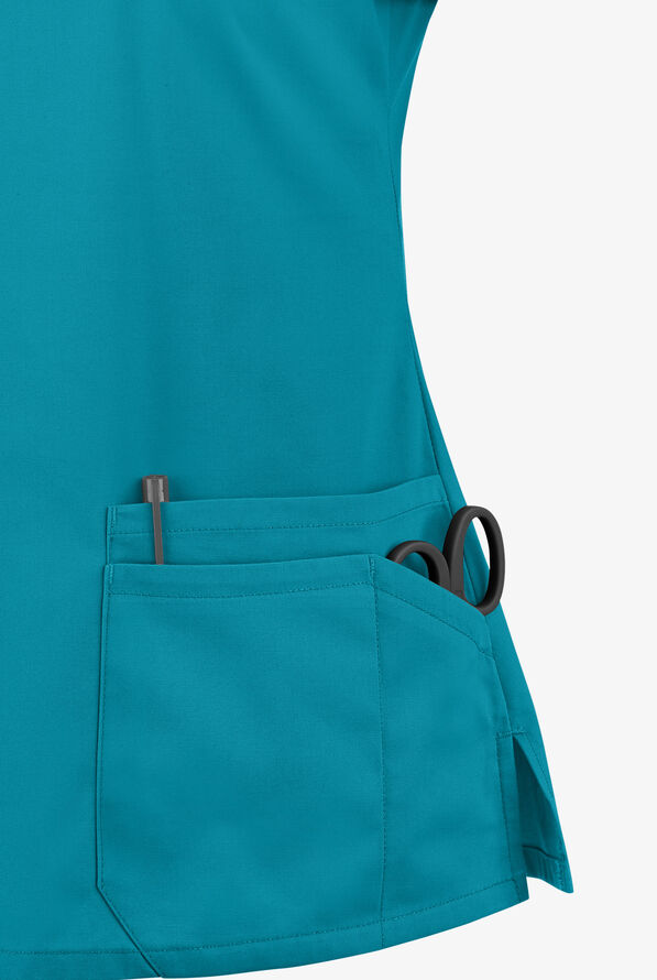 Dickies EDS Signature Women's 6-Pocket Contemporary Fit V-Neck Scrub Top - Teal - 3