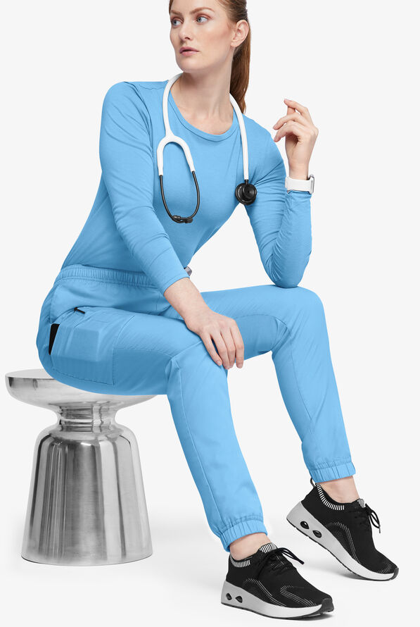 Butter-Soft Originals Women's 7-Pocket Tapered Jogger Cargo Scrub Pants - Tall - Blue Oasis - 4