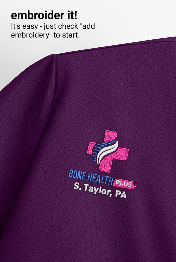 Blusa m&eacute;dica unisex Cherokee Workwear con 1 bolsillo y cuello en V - New Eggplant - 3