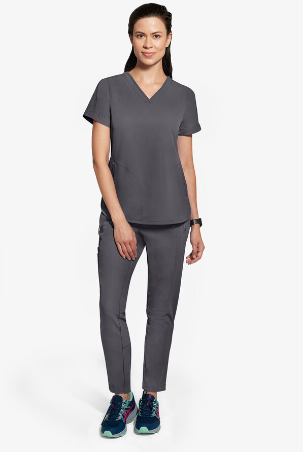 Healing Hands 360 Niko Women's 4-Pocket STRETCH Rib Knit Waistband Drawstring Scrub Pants - Pewter - 3